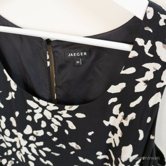 Jaeger Sleeveless Shift Dress – Black / White Floral Print – US 6 - Picture 12 of 16